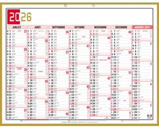 Calendrier Tricolore Neutre 43 x 33,5 cm Semestriel 2026 