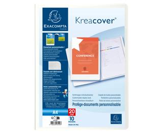 Sichtmappe aus festem PP 800µ mit 10 Hüllen Kreacover, für Format DIN A4 - Weiß
