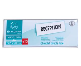 Set mit 10 Namensschildern für A6, beidseitig, horizontal, PMMA, Exacryl - Kristall