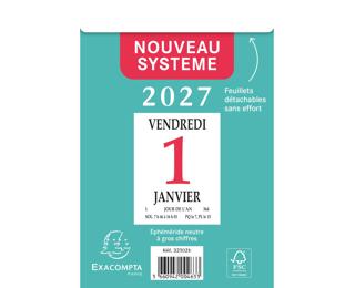 Bloc éphéméride neutre seul 9,2x13,3cm - 2027 - Vert
