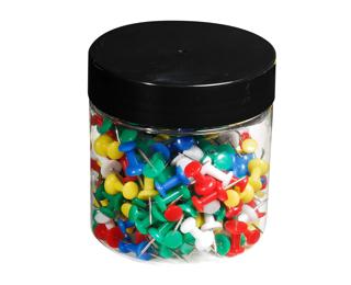 Boîte de 200 épingles Push Pins - Hauteur de pointe 7mm - 10mm de diamètre - Couleurs assorties