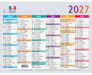 Calendrier Multicolore 13 x 17 cm Semestriel 2027 - Visuel