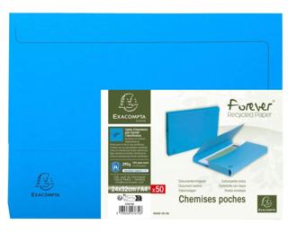 Paquet de 50 chemises poche coloris vifs Forever® - 24,5x32,5cm - Bleu clair