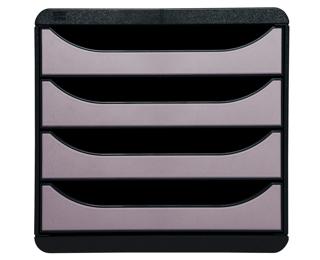 Módulo individual BIG-BOX para documentos A4 + con 4 cajones, ultra-rígido y con stop de seguridad y con stop de seguridad - Metallic 