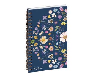 Agenda de poche Eurotime 16S spiralé Chemin des Marettes intérieur recyclé 9 x 16 cm Semainier Janvier à décembre 2026 - Bleu