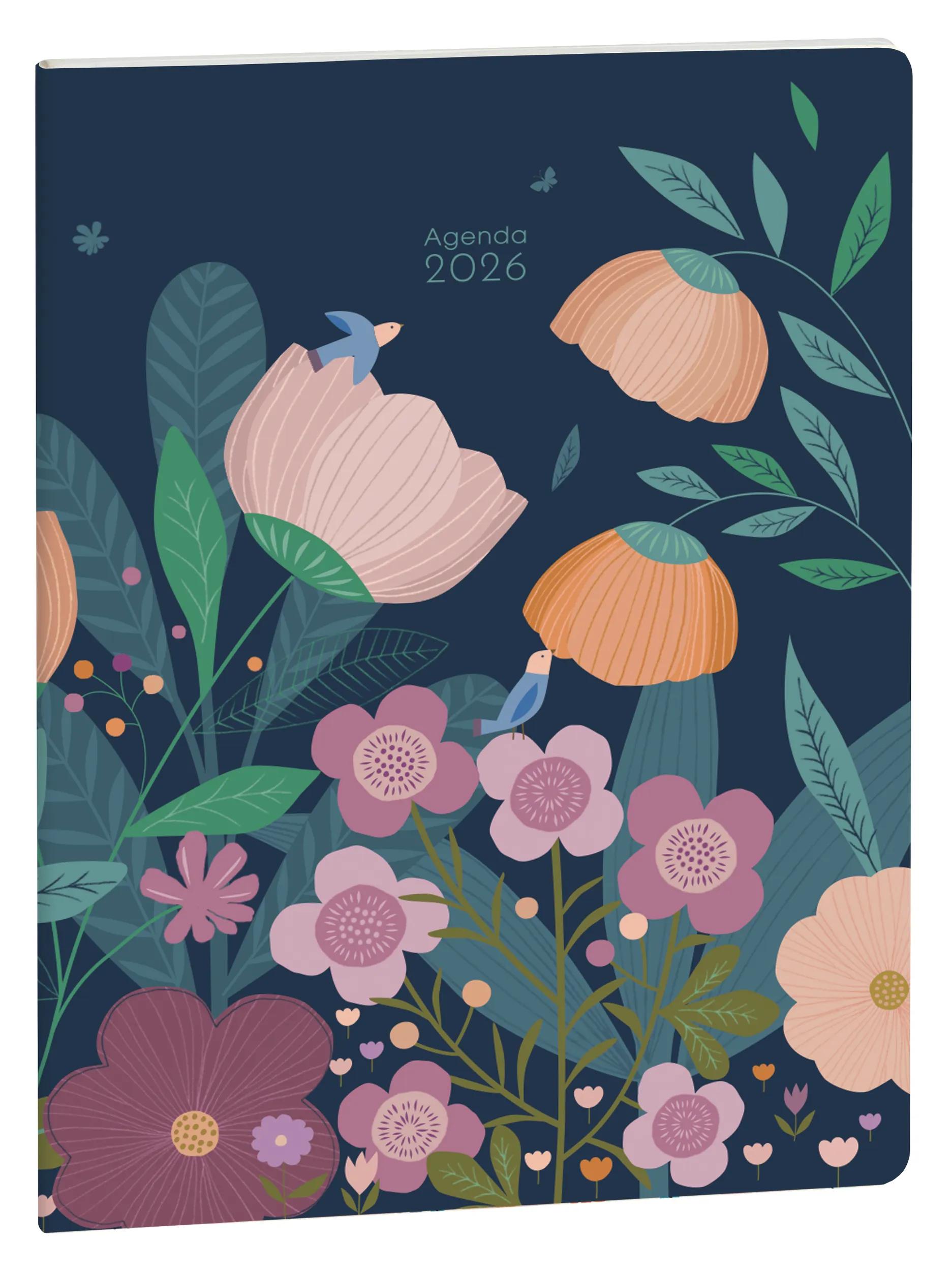 Calendrier Illustré Mini Labo 2026 - Format Poche 17x13cm, Thème Fleuri - Janvier à Décembre 2026, Dimanches En Couleur - 2