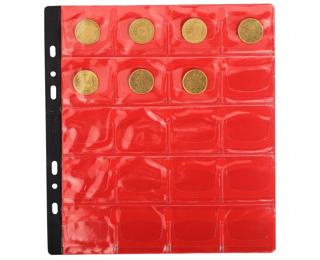 Recambio hojas NUMISMATIC 21,5x23,7 cm - Contiene: 3 hojas de plástico + 3 separadores Caja de 5 sobres de 3 hojas -Para carpetas de 24,5 x 25 cm 20 espacios para 40 mm Ø 