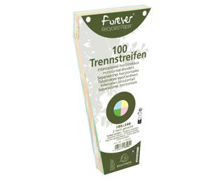 Paquet 100 fiches intercalaires trapézoïdales unies perforées Forever - 105x240mm - Couleurs assorties