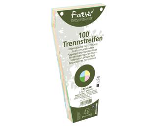 Packung mit 100 Trennstreifen, trapezförmig, 2-fach gelocht, Recyclingkarton 180g, 105x240mm 