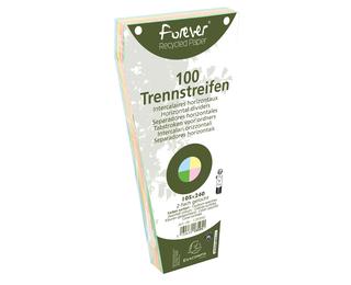 Paquet 100 fiches intercalaires trapézoïdales unies perforées Forever - 105x240mm 