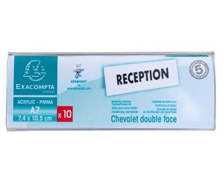 Set mit 10 Namensschildern für A7, beidseitig, horizontal, PMMA, Exacryl - Kristall