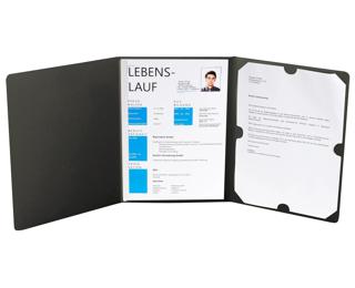 Bewerbungsmappe aus Colorspan-Karton 400g/qm mit Leinenoptik, Serie Elegance, 3-teilig mit 1 Klemmschiene, DIN A4 