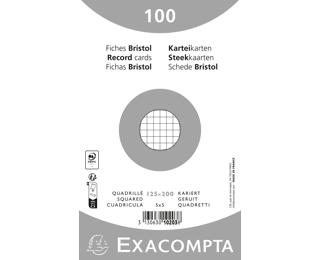 Paquet 100 fiches sous film - bristol quadrillé 5x5 non perforé 125x200mm - Blanc