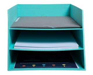 Exacompta, Briefablage mit 3 Ebenen aus Karton, 350x290x190mm, Serie Teksto - Farben sortiert