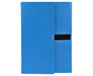 Map met uitrekbare rug in glanskarton en 3 kleppen - sluiting met klittenband - 24x33 - Blauw