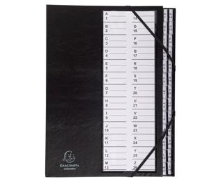 Multipart file Ordonator with elastic strapes 26 alphabetical tabs from A to Z - A4 - Black