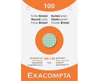 Étui de 100 fiches - bristol quadrillé 5x5 perforé 105x148mm - Couleurs assorties