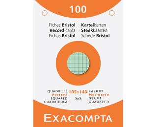 Étui de 100 fiches - bristol quadrillé 5x5 perforé 105x148mm - Couleurs assorties