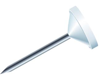 Boîte de 100 épingles à tête plate unie - Hauteur de pointe 8mm - 5mm de diamètre - Blanc