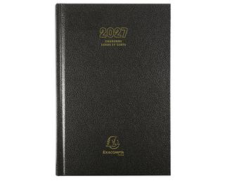 Agenda de bureau Couronne Euro et cents 11 x 17 cm Journalier Janvier à Décembre 2027 - Noir