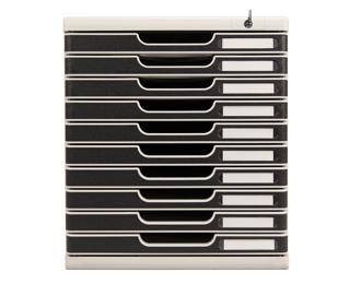 Schubladenbox MODULO A4, 10 abschließbare Schubladen 