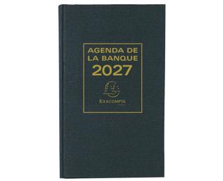 Agenda de bureau Banquier large Euro et cents 17,5 x 28 cm Journalier 2 volumes 2027 - Noir