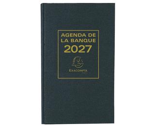 Agenda de bureau Banquier large Euro et cents 17,5 x 28 cm Journalier 2 volumes 2027 - Noir