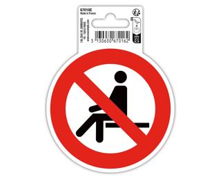 Panneau PVC adhésif antidérapant Interdit de s'assoir 10 cm 