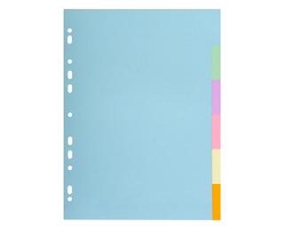 Register aus Recyclingkarton 170g, 6 neutrale Taben, für Format DIN A4, Pastell, Forever