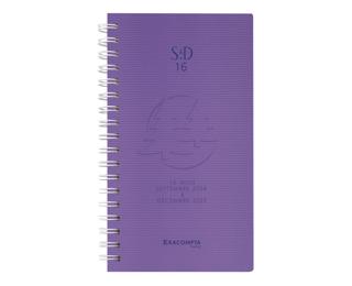 Agenda de poche SAD 16S Linicolor 9 x 16 cm Semainier Septembre 2024 à Décembre 2025 - 16 mois - Violet