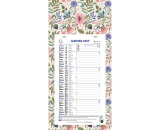 Calendrier mensuel Mini Labo avec feuillets détachables 13 x 23 cm sur support plaque imprimée 16 x 33 cm 2027 - Visuels assortis
