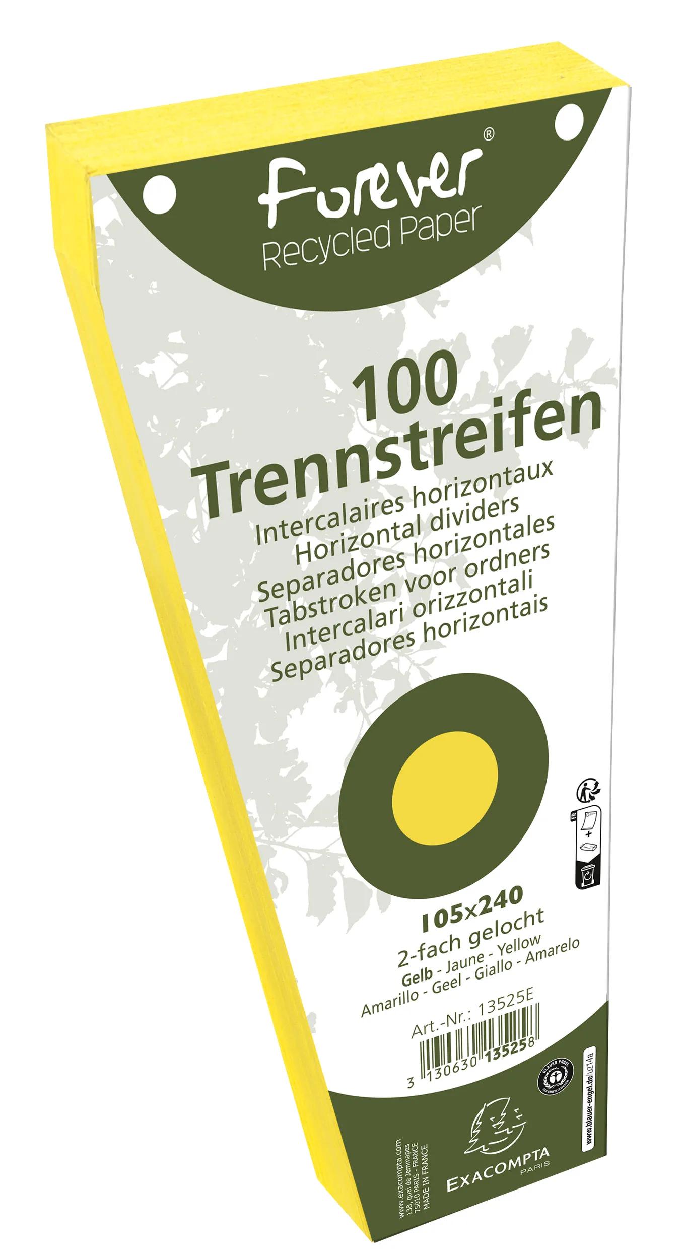EXACOMPTA 13525E Recycled Card Dividers - Pack Of 100 Trapezoidal Index Sheets 10.5x24cm