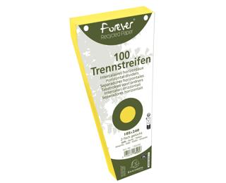 Confezione da 100 intercalari orizzontali trapezoidali 2 fori Forever cartoncino riciclato 180g/mq - 105x240mm - Giallo