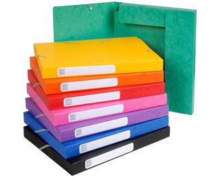 Boite de classement Cartobox Dos 25mm Carte lustrée - A4 - Couleurs assorties