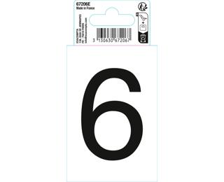 Autocollant PVC adhésif antidérapant chiffre 6 - Noir