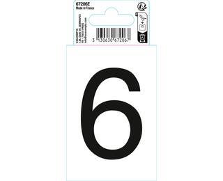 Autocollant PVC adhésif antidérapant chiffre 6 - Noir