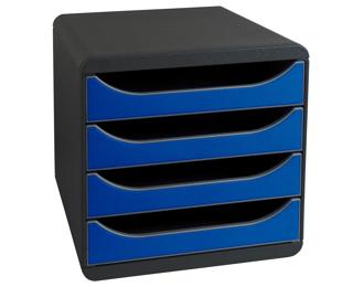 Módulo individual BIG-BOX para documentos A4 + con 4 cajones, ultra-rígido y con stop de seguridad y con stop de seguridad - IDERAMA - Azul real
