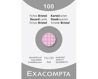 Étui de 100 fiches - bristol quadrillé 5x5 non perforé 74x105mm - Rose