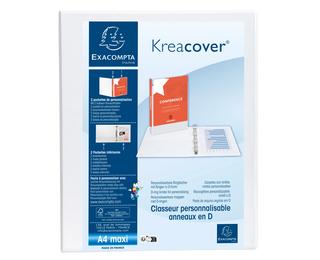 Fester Ringhefter PP 1,9mm, 4 Ringe 20mm in D-Form, Rückenbreite 38mm, für DIN A4 Maxi, Kreacover - Weiß
