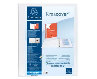 Classeur PP personnalisable Kreacover - 4 anneaux en D 20mm - A4 maxi 