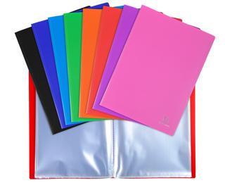 Sichtmappe aus PP 500µ mit 30 glatten Hüllen, transluzent, für Format DIN A4 - Farben sortiert