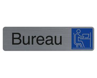 Plaque adhésive imitation aluminium Bureau 16,5X4,4 cm - Gris