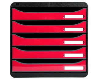 Módulo BIG-BOX PLUS con 5 cajones para documentos A4+, ultra-rígido y con stop de seguridad - 347x278x271 mm - IDERAMA - Frambuesa glossy