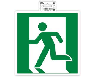 Cartello adesivo 20x20cm USCITA DI EMERGENZA frecia sinistra - Verde