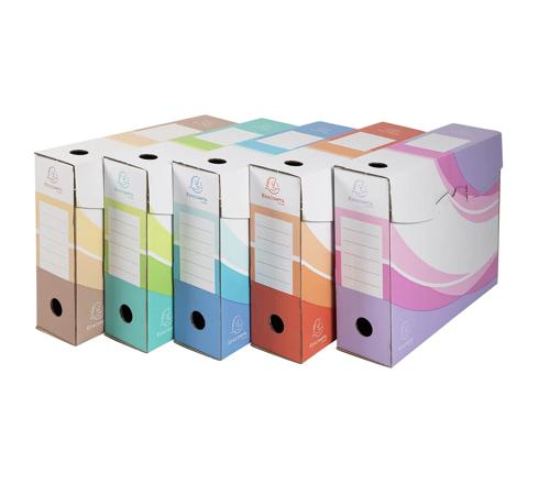 Lot De 20 Boîtes Archives Automatiques Elba Dos 10cm - Carton Couleurs Assorties