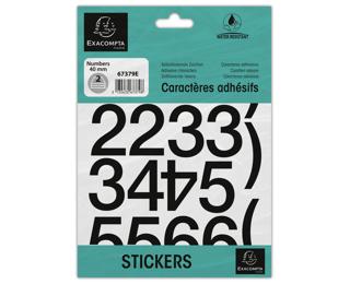 Pack of adhesive numbers 0-9 Black 40 mm - Black