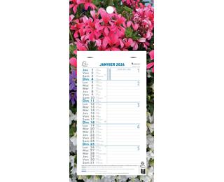Calendrier mensuel Nature avec feuillets détachables 15,5 x 28,5 cm sur plaque imprimée 19 x 41 cm 2026 