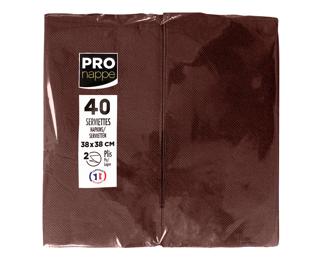 Paquet de 40 serviettes micro gaufrées ouate 2 plis - pliées 1/8 - Chocolat