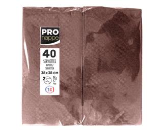 Paquet de 40 serviettes micro gaufrées ouate 2 plis - pliées 1/8 - Chocolat