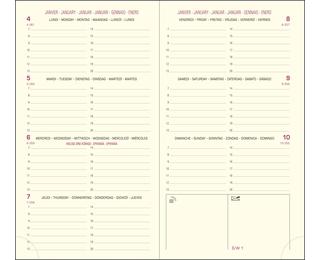 Recharge Agenda de poche Eurotime 16 8,5 x 16 cm Semainier Janvier à Décembre 2027 - Tranche or